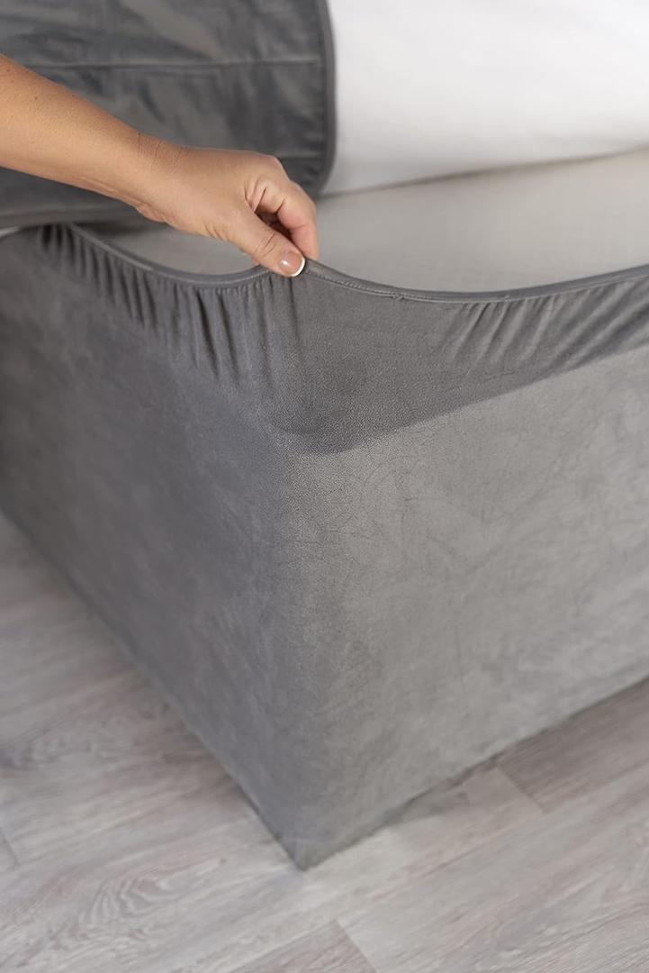 Belledorm Box Spring Cover - Transform Your Bed with This Fully Elasticated Faux Suede & Stretch Wrap-Around 4 Sides Bed Skirt (Charcoal, King/Cal King/Olympic Queen)