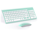 Wireless Keyboard and Mouse Ultra Slim Combo, TopMate 2.4G Silent Compact USB 2400DPI Mouse and Scissor Switch Keyboard Set with Cover, Batteries Included, for PC/Laptop/Windows/Mac - Mint Green