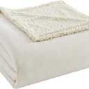 Thermee Micro Flannel Sherpa Blanket, Super Soft, Easy Care, Sand, Full/Queen