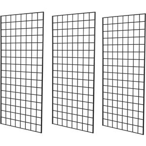 Grid Wall Commercial Grade Gridwall Panels Heavy Duty Grid Panel for Any Retail Display Wall Grid 2' Width x 4' Height, Black (Pack of 3)