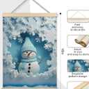 Qykwz Blue Christmas Snowman Wall Art Poster, Blue Snowman Decor, Pastel Xmas Snowflake Winter Holiday Wall Decor Canvas Prints for Home Bedroom Living Room, 12x16 in (color_7)