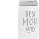 Mom Insulated Stainless Steel Water Bottle with Straw for Sports and Travel, Best Mom Ever, 32oz, Gifts for Women Mother's Day Birthday Christmas