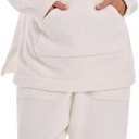 Womens Fleece Pajamas Sets 2 Piece Sherpa Pajama Long Sleeve Softies Loungewear Set Fuzzy Flannel For Women Hooded (White, M)