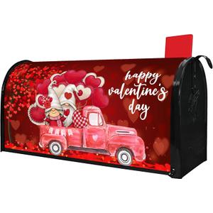 Valentine's Day Mailbox Cover Magnetic Standard Size Red Truck Love Heart Post Letter Box Wraps Decorative Mailbox Covers for Outdoor Garden Yard Decor Valentines Decorations 21" x 18"