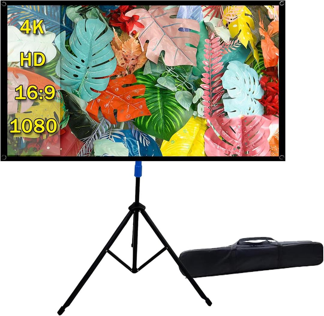 Projector Screen with Stand Outdoor 60 inch 4K HD 1.5-Gain Wrinkle-Resistant Movie Screen, 160° Viewing Angle, Projection Screen for Movie Night and Indoor 60in