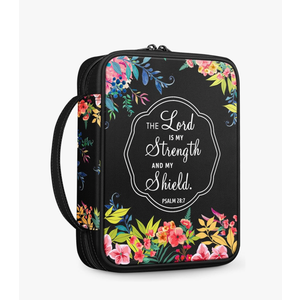 FINPAC Bible Cover, Carrying Book Case Church Bag Bible Protective with Handle and Zippered Pocket, Gift for Mother Lady Women Men, Floral Black