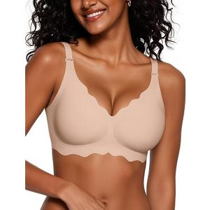 Vertvie Seamless Bras for Women No Underwire Wireless Push Up Bra Support Full Coverage Bralette Comfort Everyday Sports Bra(Nude,X-Large)