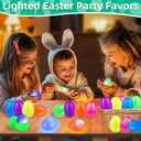 12 Pack Easter Eggs Prefilled with Light Up Glitter Squeeze Squishy Stress Balls Relief Fidget Toys Filler , Glow in The Dark Easter Basket Stuffers Essential Gift Kids Adults Surprise Egg Hunt Favor