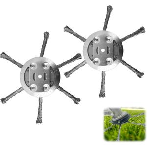 2PCS Steel Wire Grass Trimmer Head, 2025 New String Trimmer Replacement Head, Universal Brush Cutter Steel Head for Lawn Mower Edging, 6 Inch Steel Wire Weed Brush Cutter Trimmer Head (6 Blades)
