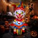WBHome 5 Ft Halloween Inflatable Outdoor Clown Bicycle Decorations, Day of The Dead Blow Up Yard Decor with Built-in LED Light (Plug in) for Lawn Home Dia de Los Muertos Party Indoor Outdoor