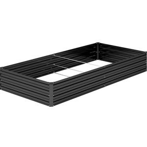 8x4x1FT Galvanized Raised Garden Bed Kit,Vegetable Boxes-Rectangle Metal Flower Box,Large Planter Raised Beds Outdoor Garden for Planting,Fruit,Herb-Black