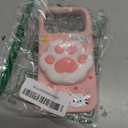 Cute 3D Cat Paw Pop-Up Stand and Grip Phone Case for iPhone 17 Pro, Kawaii Cartoon Soft Silicone Phone Cover, Adorable Girly Design for Girls, Kids, Teens, and Women, Pink