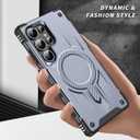 for Samsung Galxy S25 Ultra Case.Hard Phone Cover with Strong Magnetic Heavy Duty Protection.Reinforcement of The Four Corners.Anti-Slip Anti-Fingerprint (Gray, S25 Ultra)