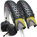 Fincci Maori 29 x 2.25 Inch Bike Tire Foldable 57-622 60 TPI with Nylon Protection and Schrader Inner Tubes 48mm for Mountain Enduro Gravel MTB Hybrid Bicycle