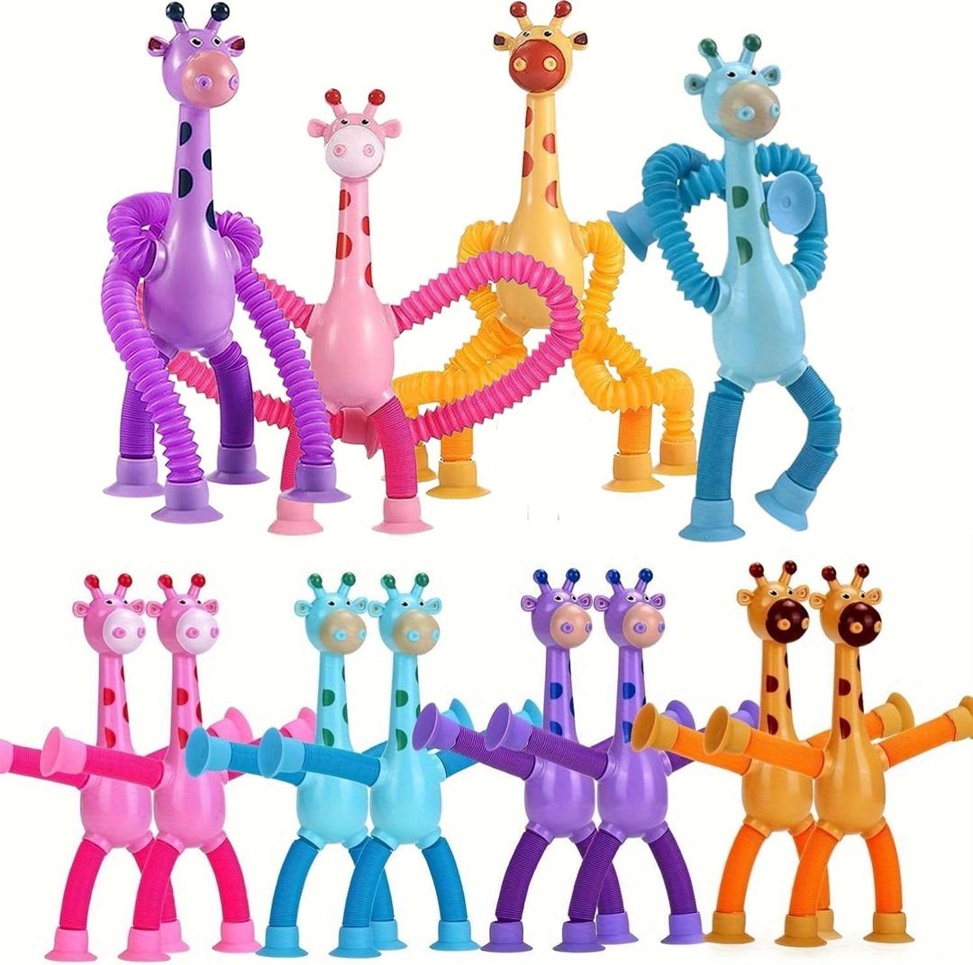 20 Pcs Giraffe Pop Tubes Sensory Toys  Telescopic Suction Cup Fidget Toys for Kids, Party Favors Christmas Stocking Stuffers Travel Toys ,Holiday Gifts Goodie Bag Fillers