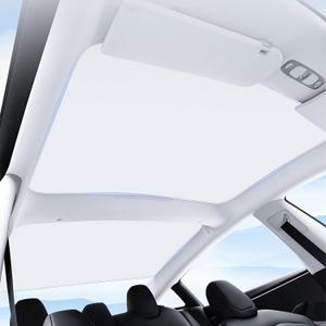 Sunshade for Tesla Model 3 2024-2026 Highland, Sunroof Heat Shield with UV Protection, Foldable Roof Sun Shade Accessories for Model 3 (Gray) - 12Pcs Clips