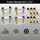 Heavy Duty Shackle Upgrade Kit Trailer Shackle Kit 3.125" Shackles Tandem Axle Replaces UO12-021