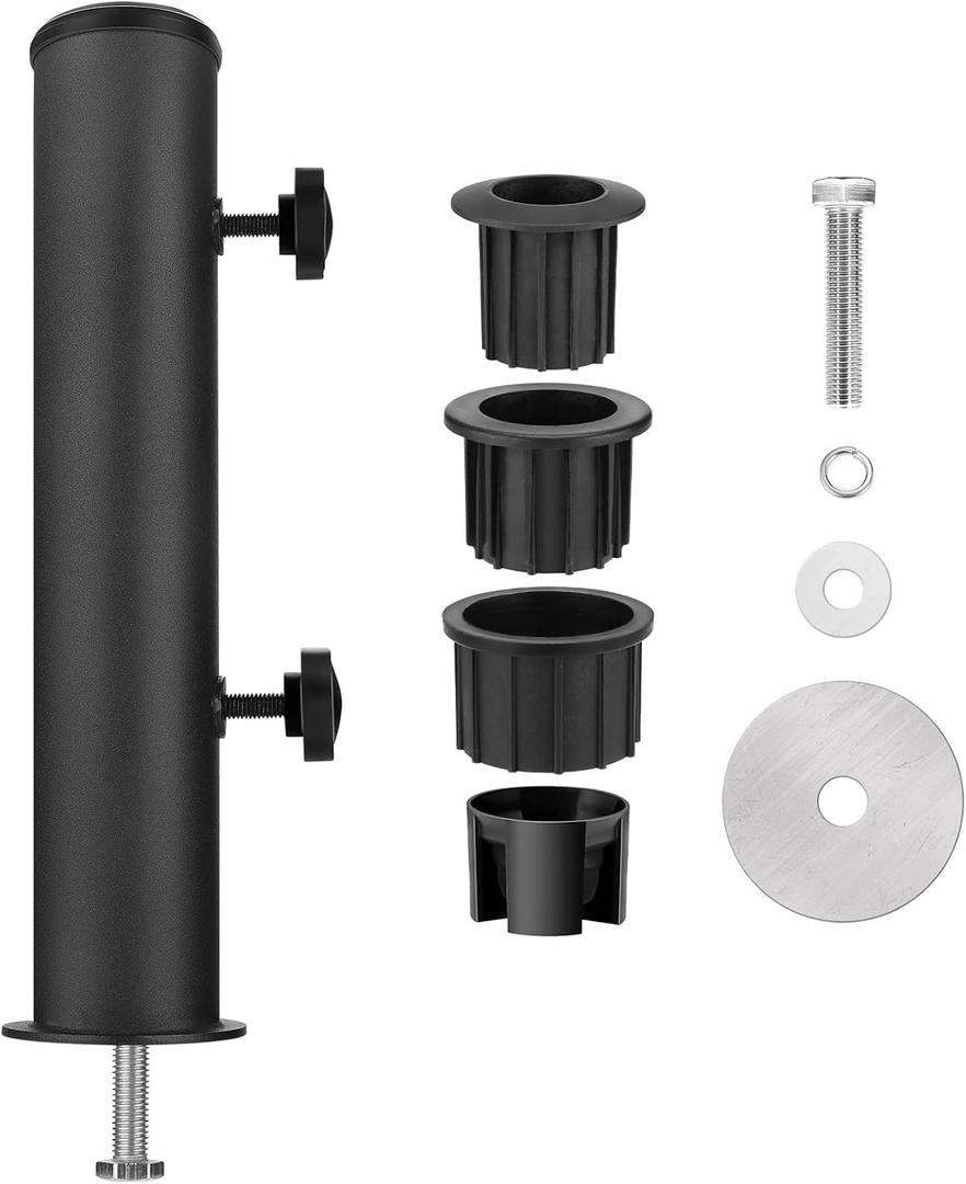 SLIIMU Universal Granite Umbrella Stand Tube Outdoor,Outside Stone Umbrella Stainless Steel Tube Base,Heavy Duty Marble Flag Pole Stake Holder,Table Umbrella Tube Bracket,DIY Umbrella Tube Mount-Black