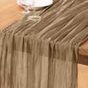 DeZerlor Nude Cheesecloth Table Runner Spring Easter Table Runner Boho Gauze 120 Inches Coffee Cheese Cloth Table Decor for Wedding Bridal Baby Shower Parties