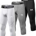 Men's 3/4 Compression Pants Legging Tips Cool Dry Sport Workout HeatGear Capri Base Layer, 2 Pack-c, Large