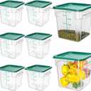 Lallisa 8 Pack 8 Qt Clear Food Storage Container with Handles and Lid Commercial Grade Square Food Storage Containers with Lids Polycarbonate Storage Container for Home Kitchen Restaurant (Green)