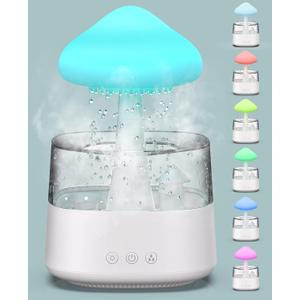 Rain Cloud Humidifier Water Drip, Mushroom Humidifier Waterfall Lamp, Mushroom Diffuser, Rain Sounds for Sleeping