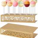 2PC Cake Pop Holder 17 Holes Lollipop Holder Stand Gold Metal Cakepop Stand Display Cake Pop Stand for Dessert Table Weddings Birthday Halloween Candy Decorative