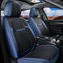 Coverado Car Seat Covers Front, Seat Covers for Cars, Waterproof 2-Pack Car Seat Cushions, Leather Carseat Seat Protectors, Universal Seat Covers Fit for Most Sedans SUV Pick-up Trucks(Blue&Black)