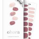 ohora Semi Cured Gel Nail Strips (N Elle) - Nude, Solid, Works with Any UV/LED Lamps, Salon-Quality, Long Lasting, Easy to Apply & Remove - Includes 2 Prep Pads, Nail File & Wooden Stick