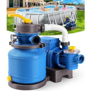 2500 GPH Sand Filter Pump for Above Ground Pools, Pool Pumps Above Ground with 24H Automatic Timer, 6-Way Valve, Efficient Circulation & Filtration Pool Sand Pump, Up to 12000 Gallons -Yellow