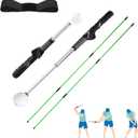 Retractable Golf Swing Training Aid, Click Stick Golf Swing Trainer, Non-Slip Golf Grip, Golf Alignment Sticks & Arm Band, Indoor Outdoor Golf Practice Accessories for Golfers