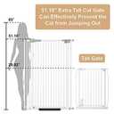 51.18" Extra Tall Cat Gate for Doorway, 30.5"-40" Auto Close Pet Gate Include 2.75" and 5.5" Extension Kits, No Drilling Pressure Mount Kit, Suitable for Doorways or Kitchen, New White (51.18" tall)