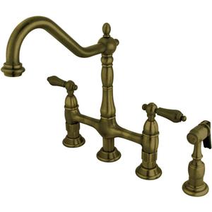 Kingston Brass Elements of Design ES1273ALBS New Orleans 8' Center Kitchen Faucet with Side Sprayer, 8-3/4', Vintage Brass