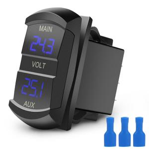 Linkstyle Double LED Digital Voltmeter, 12V Voltmeter Gauge, Dual Voltage Meter, Voltage Gauge Battery Monitor for Car
