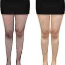 2 Pack Sparkly Fishnet Stockings for Women, Sexy High Waist Tights Rhinestone Fishnets Party Pantyhose (Sparkly - Black and Nude)