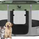 Rest-Eazzzy Dog Playpen, Foldable Kitten Playpen for Medium Dogs, Portable Pet Puppy Playpen with Removable Shade Cover, Indoor Outdoor Travel Camping Use for Small Pets with Carrying Case (S, Green)