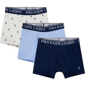 POLO RALPH LAUREN Boys' 3-Pack Boxer Briefs (Large, Blue/White Aop)