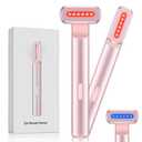 4-in-1 Light-Therapy-Wand,Red Light Therapy for Face and Neck - Microcurrent Facial Device for Anti-Aging - Face & Eye Massager Skincare (2 Colors led Light)