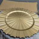 Mifoci 100 Pcs Champagne Gold Charger Plates Bulk 13 Inch Plastic Round Chargers Fluted Edge Dinner Plate Wedding Decoration for Table Setting Wedding Party Event Tabletop, about 13 x 0.8 inches
