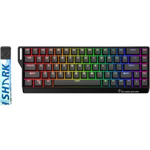 GK GAMAKAY x NaughShark NS68 Hall Effect Rapid Trigger Wireless Gaming Keyboard, Bluetooth/USB-C/2.4GHz 8KHz Polling Rate 0.01mm RT,Outemu Peach Crystal Magnetic Switch Keyboard (Black-Shine Through) (Triple Mode)