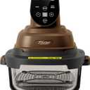 5-in-1 Portable Glass Air Fryer, 4QT & 6-Cup Glass Containers with Lids, Silicone Mat, Dishwasher/Freezer Safe for Single Servings, Family Meals