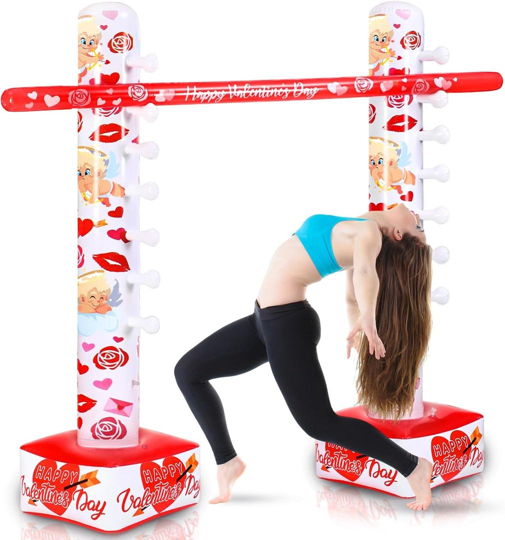 1 Pc Inflatable Limbo Game for Adults 59 Inch Limbo Party Outdoor Game Set Inflatable Decoration for Party Yard Indoor Outdoor Games Picnic Decor (1 Pc,Happy Valentine's Day)