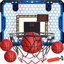Indoor Basketball Hoop for Kids, Over The Door Mini Basketball Hoop Set with LED Lights, Scoreboard, 4 Balls & Sound Effects - Indoor Toys Gift for Boys & Girls Ages 3-12 for Birthday & Christmas (Blue)