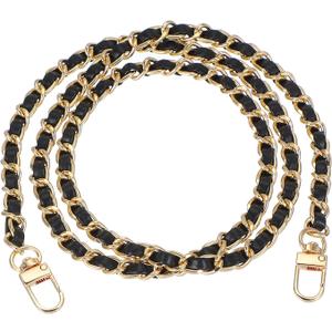 MECCANIXITY Purse Chain Strap, 39 Inch PU Leather Purse Handle Strap Replacement DIY Chain Strap with Zinc Alloy Buckle for Crossbody Bag Shoulder Bag, Black