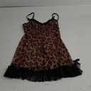 SweatyRocks Women's Sheer Lace Trim Babydoll Lingerie Sets Leopard Print Nightgown and Thong Sleepwear (Multicolor), Smal