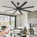 72 Inch Industrial Ceiling Fan Without Light, Matte Black Outdoor Model for Covered Areas, 8 Aluminum Blades, Powerful Airflow, Modern No-Light Design, CF04NBK-72