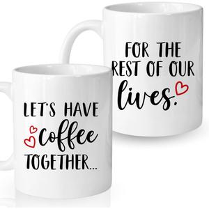 Christmas Gifts for Couples, Lets Have Coffee Together Forever Mug Set, Wedding Gift, Engagement Gift For Couple, His And Her Coffee Mug, Unique Anniversary Present On Birthday, Valentine Day For Wife