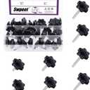 Swpeet 40Pcs M6 x 11/15/20/25/30/35/40/50mm 8 Sizes Hex Shaped Male Thread Metal Clamping Hand Hexagon Star Knobs Assortment Kit, Clamping Screw Plastic Screw-On Handle Knob Quick Removal
