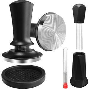 Espresso Tamper Calibrated Spring Loaded Coffee Tamper with Silicone Mat,Stainless Steel Base Espresso Tools - Tamper for Espresso Machine,Espresso Accessories (58mm Set)
