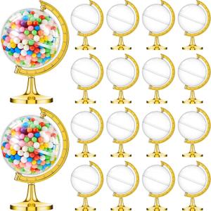 Suclain 60 Pieces Mini Globe Candy Container Gold Globe Party Favors Containers Fillable Round Candy Jars Decorations for Wedding Bridal Shower Adventure Baby Shower Travel Party Favor
